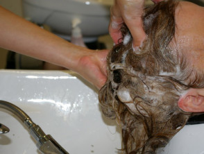 Shampooing in a salon