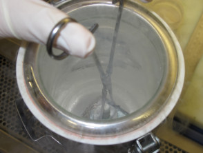 Liquid nitrogen used to freeze specimen and gel