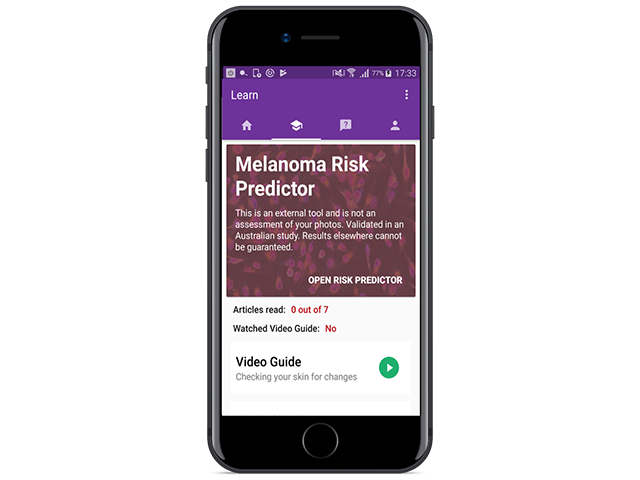 The Miiskin app features the Melanoma Risk Predictor